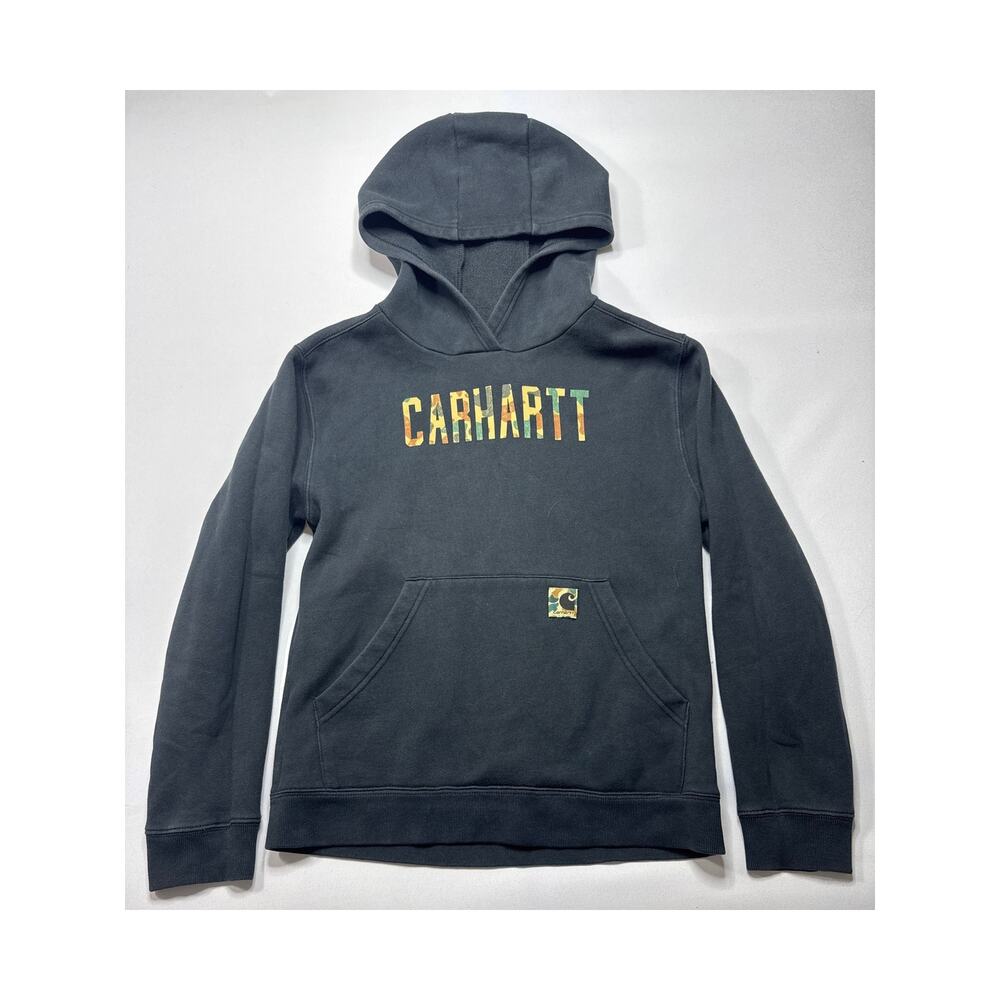 Carhartt Youth Boys Black Camouflage Letters Hoodie Sweatshirt - Size XL (18-20)